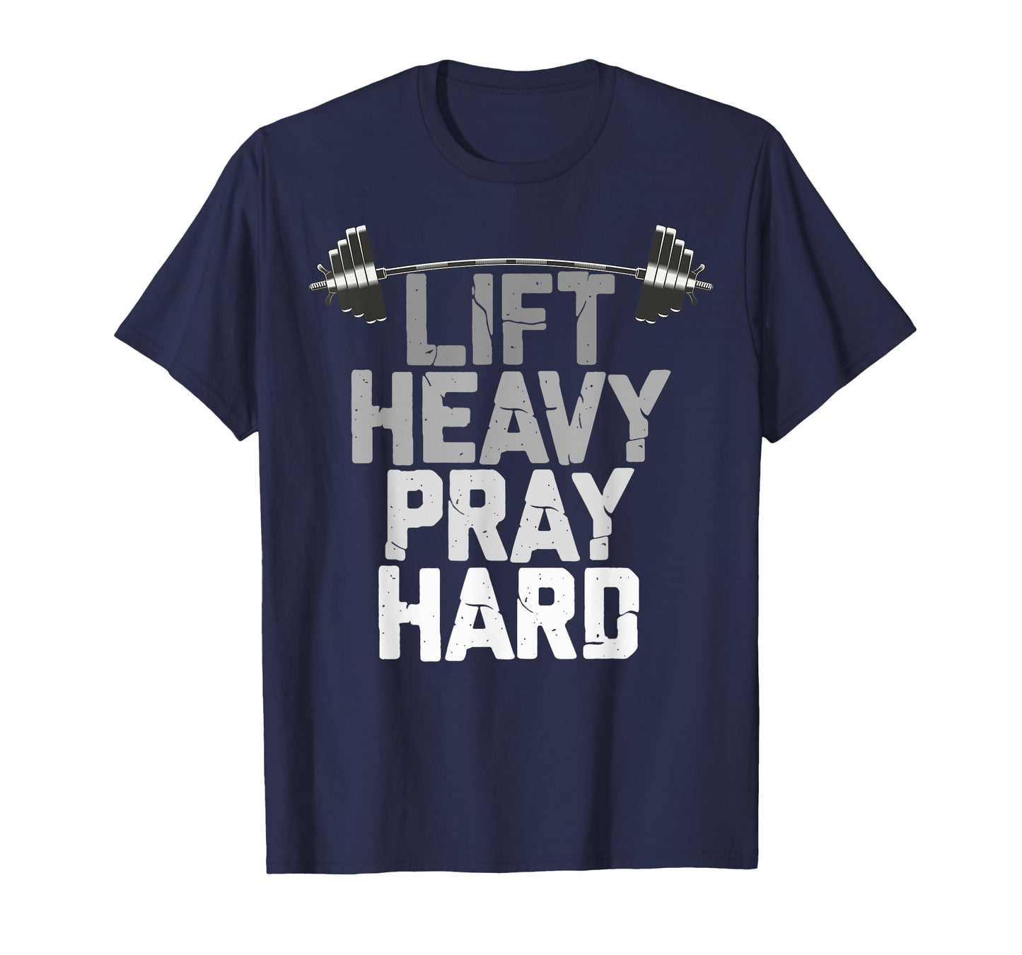 For Christian Lift Heavy Pray Hard Apparel Christian Weight Lifting T-Shirt, Unisex-Adults, Blue, Short Sleeve, T-Shirt, Small