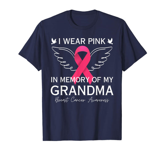 I Wear Pink In Memory Of My Grandma Angel In Heaven Memory T-Shirt
