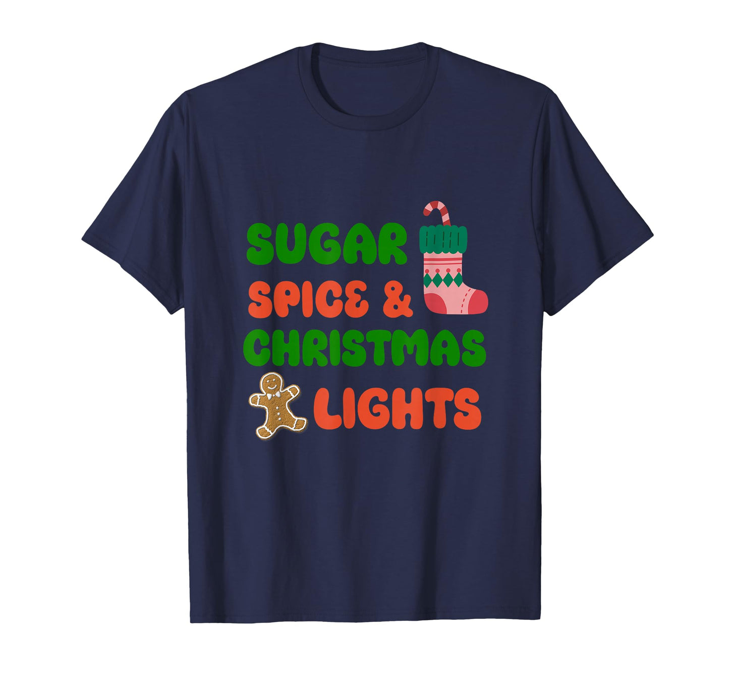 Sugar Spice and Christmas Lights Santa Cookies Baking Crew T-Shirt