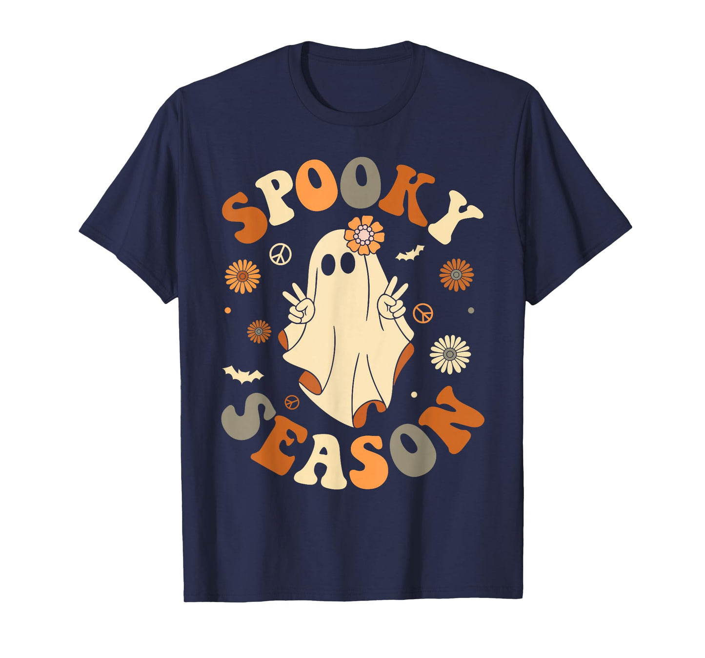Spooky Season Happy Halloween Retro Ghost Spooky Women Girls T-Shirt