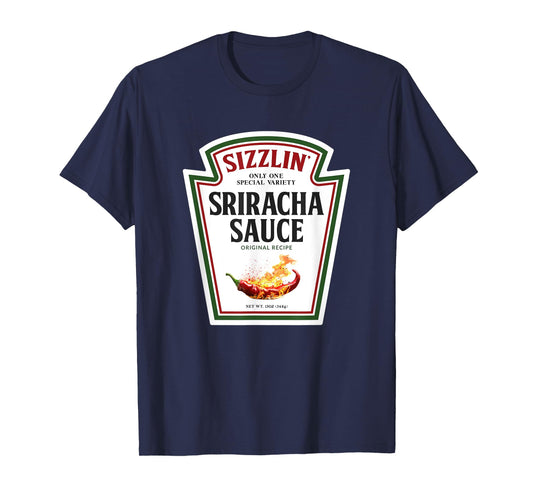 Sizzling Sriracha Sauce Funny Bottle Label Condiment design T-Shirt