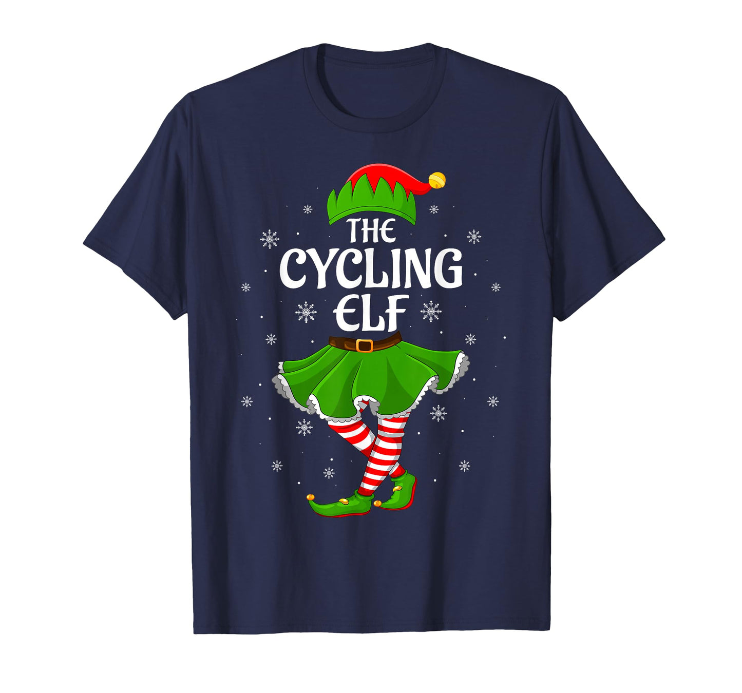 Cycling Elf Christmas Family Girls Women Elf Squad Xmas T-Shirt