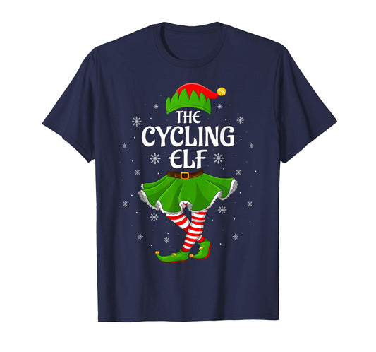 Cycling Elf Christmas Family Girls Women Elf Squad Xmas T-Shirt