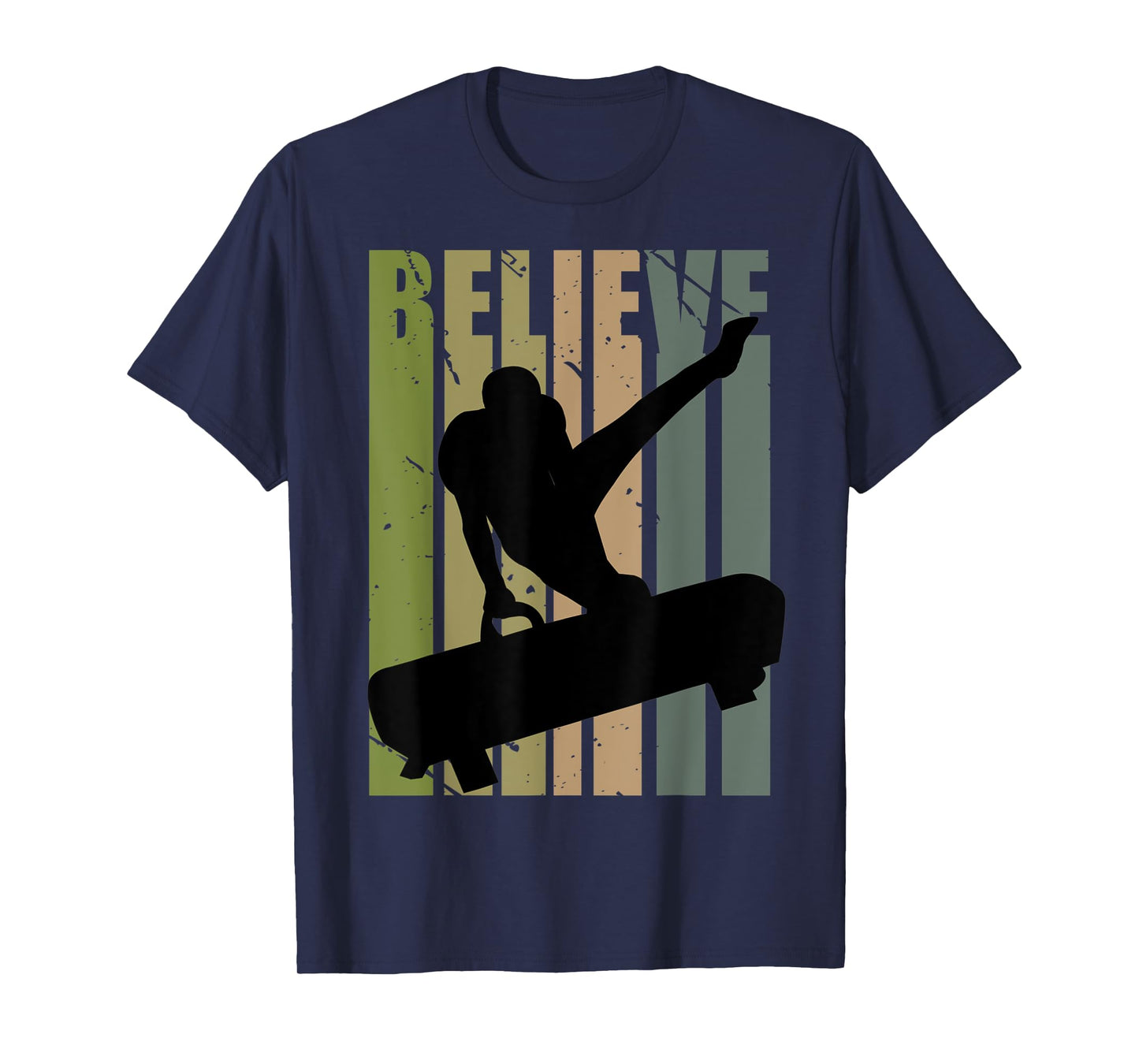 Retro Boys Gymnastics Believe Motivational Pommel Horse T-Shirt