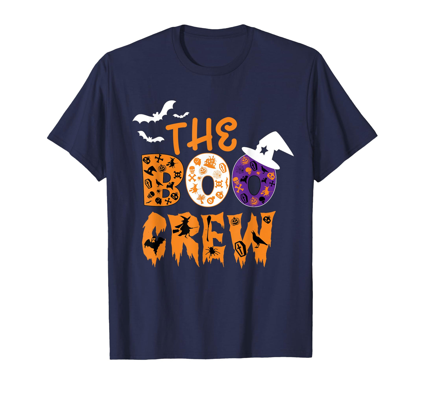 Halloween The Boo Crew Spooky Bats and Witches Fun Family T-Shirt