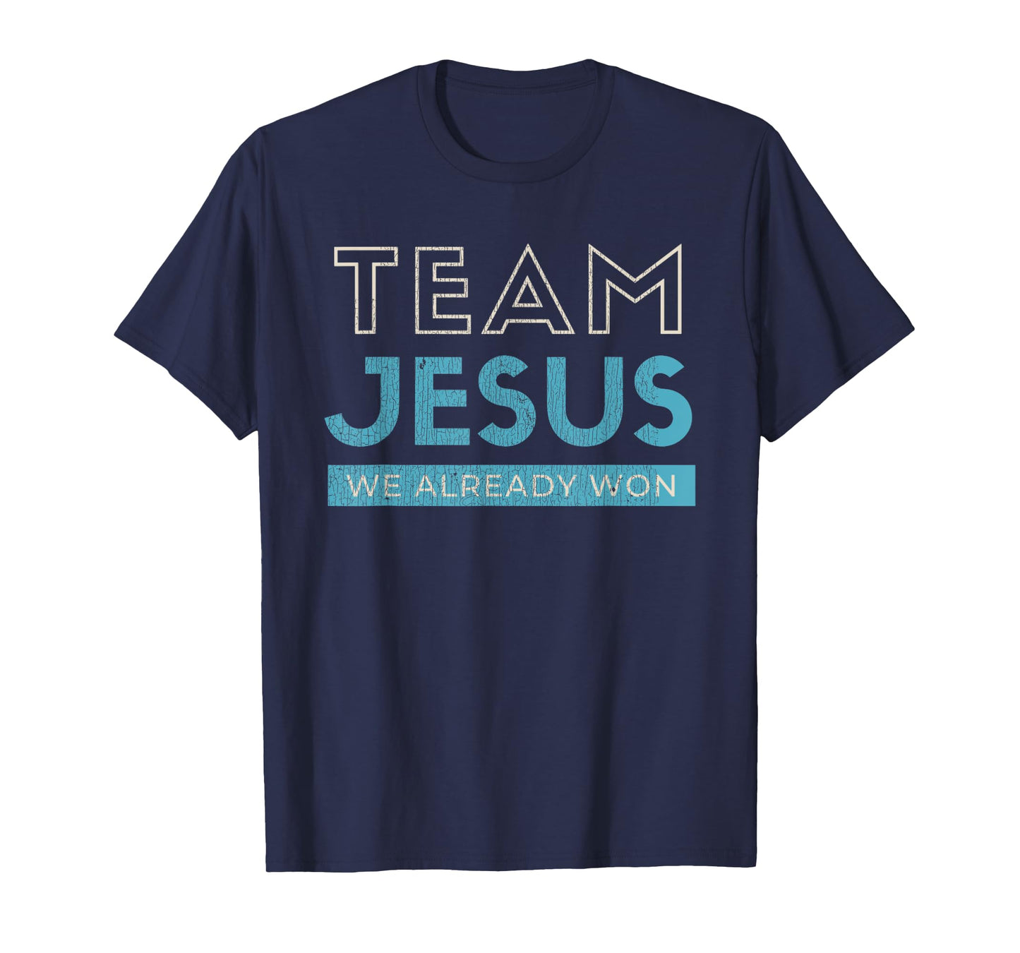Vintage Team Jesus We Already Won Christian Black Retro Christian Graphic T-Shirt