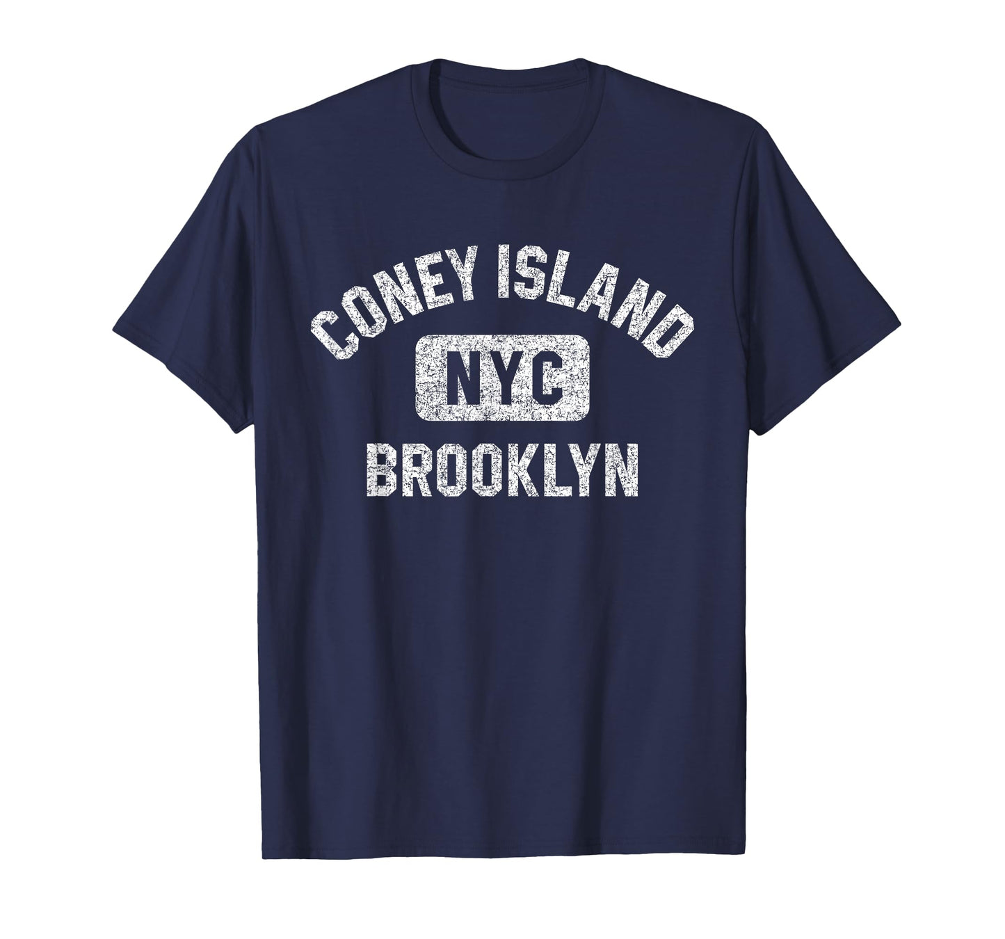 Coney Island NYC Brooklyn Gym Style Distressed White Print T-Shirt