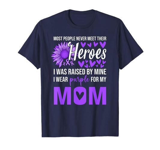 I Wear Purple for Mom Shirt Sunflower Alzheimer‘s Awareness T-Shirt