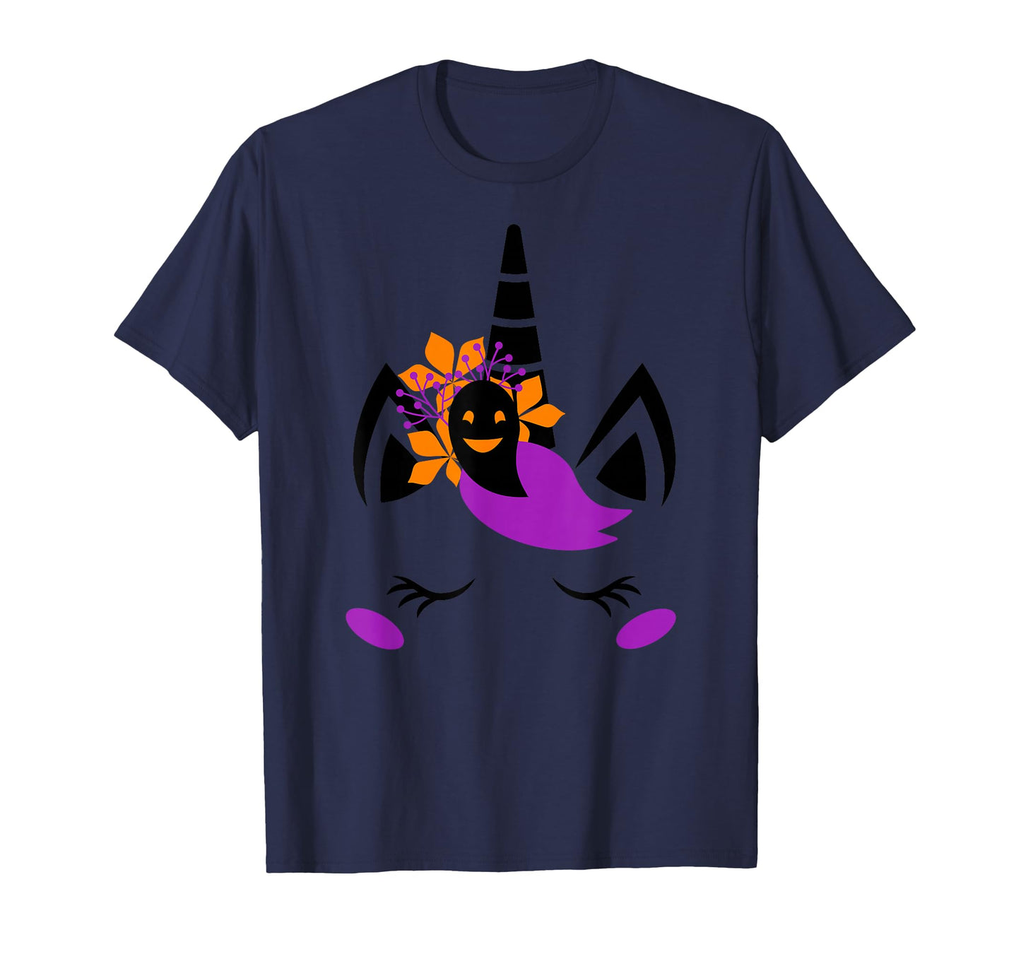 Unicorn Face Eyelashes Cute Ghost Scary Halloween Costume T-Shirt