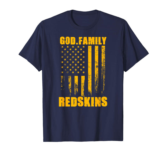 Indian Creek Redskins God. Family. Vintage USA Flag T-Shirt