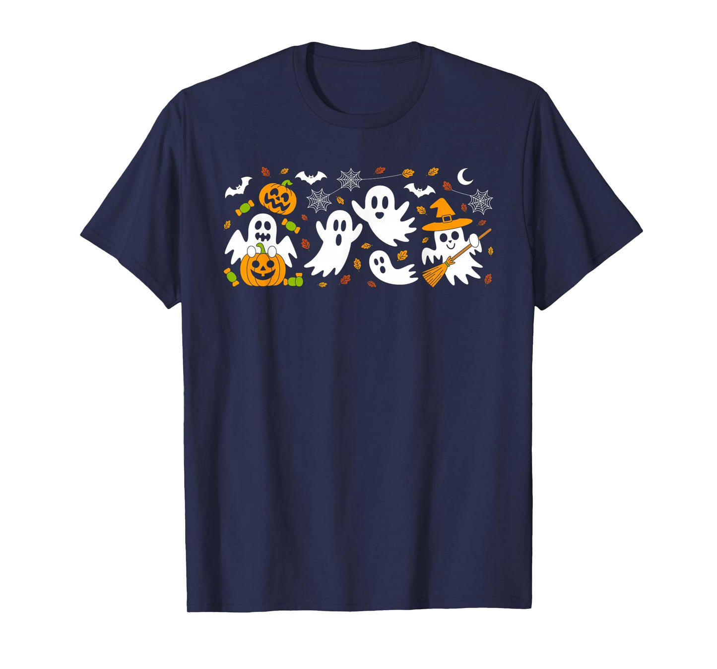Cute Ghost Drinking Coffee Halloween Fall Ghost Book Reading T-Shirt