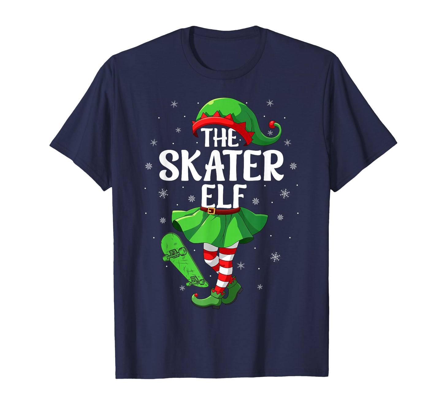 Skater Elf Christmas Girls Women Elf Squad Xmas Family T-Shirt