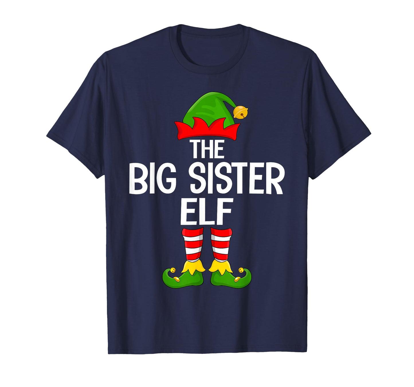 Big Sister Elf Xmas Matching Family Elf Squad Christmas T-Shirt