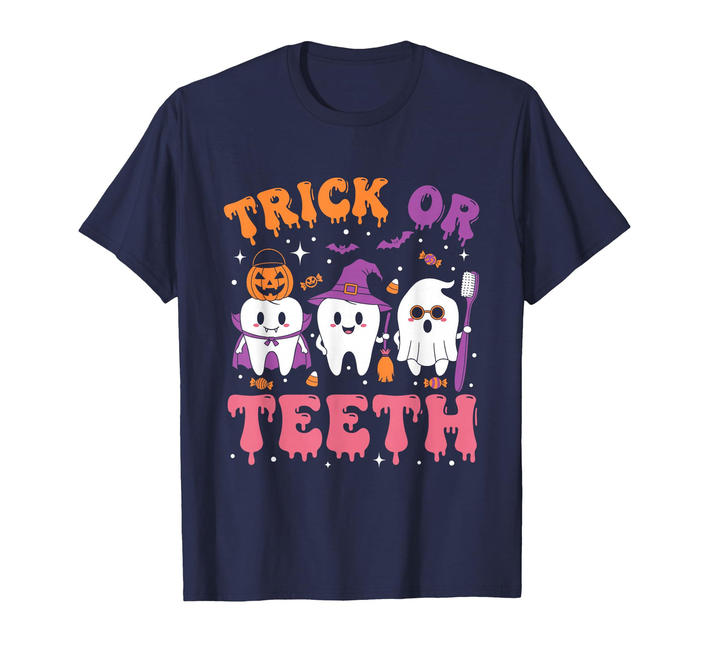 Trick Or Teeth Funny Dentist Dental Squad Halloween T-Shirt