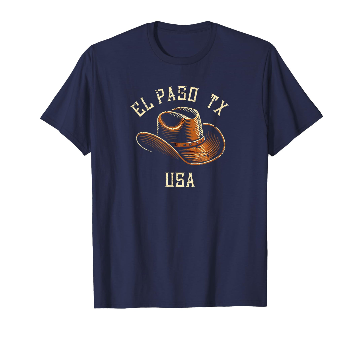 El Paso TX USA Cowboy Hat Vintage Distressed Style Design T-Shirt