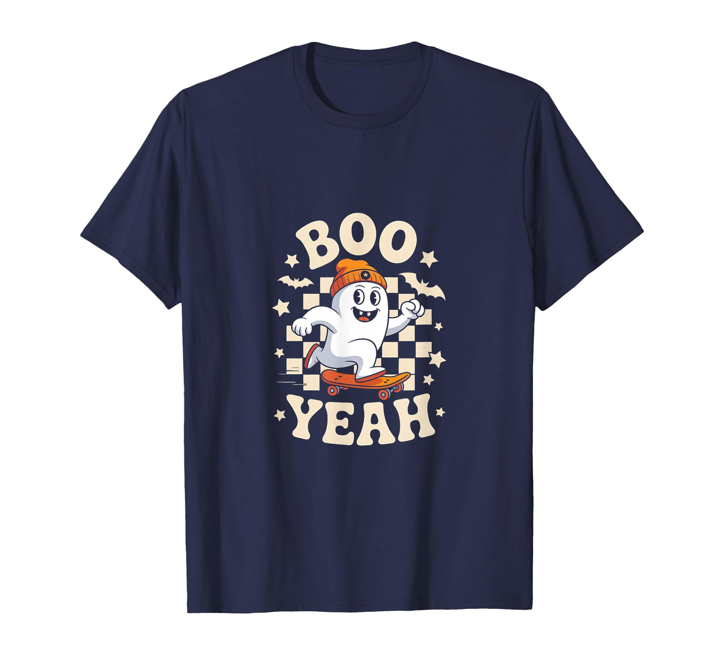 Boo Yeah Halloween Ghost Boys Retro Skateboard Toddler Kids T-Shirt