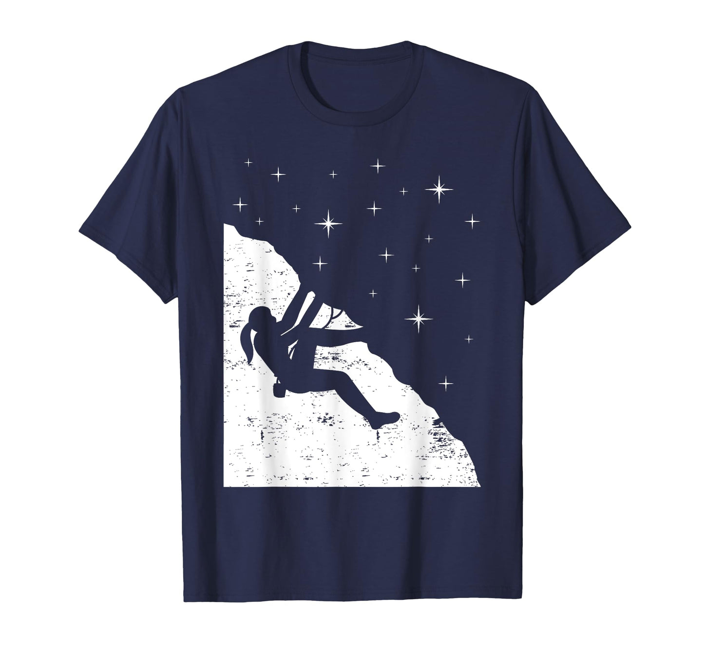 Rock Climbing Mountain Climber Bouldering I Girl Sky Stars T-Shirt