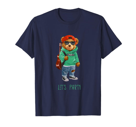 Stay Childish Let's Party, Funny Boys Girls Teddy Bear Style T-Shirt