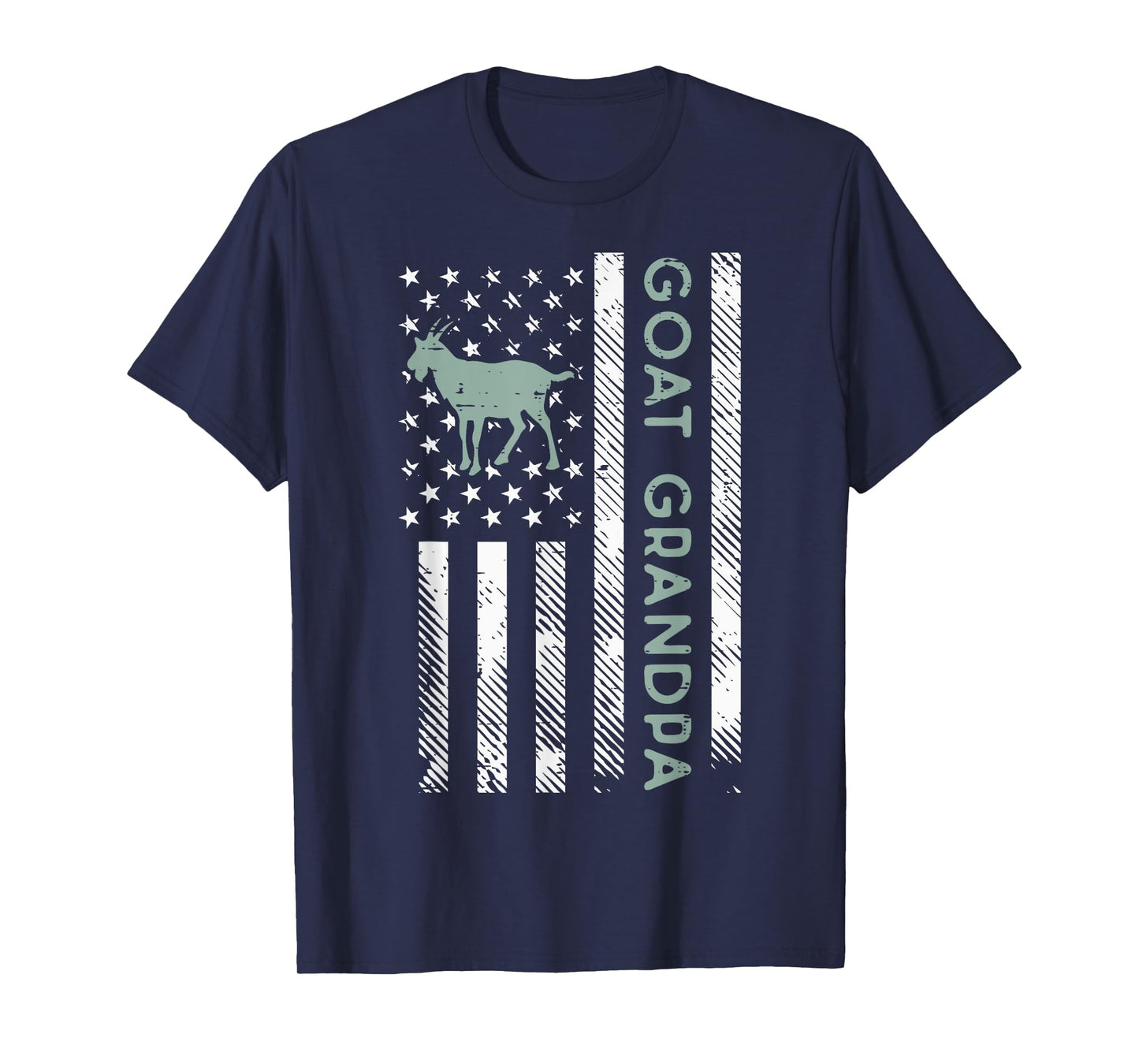 Goat Grandpa US Flag Vintage Patriotic Farm Farmer Papa Men T-Shirt