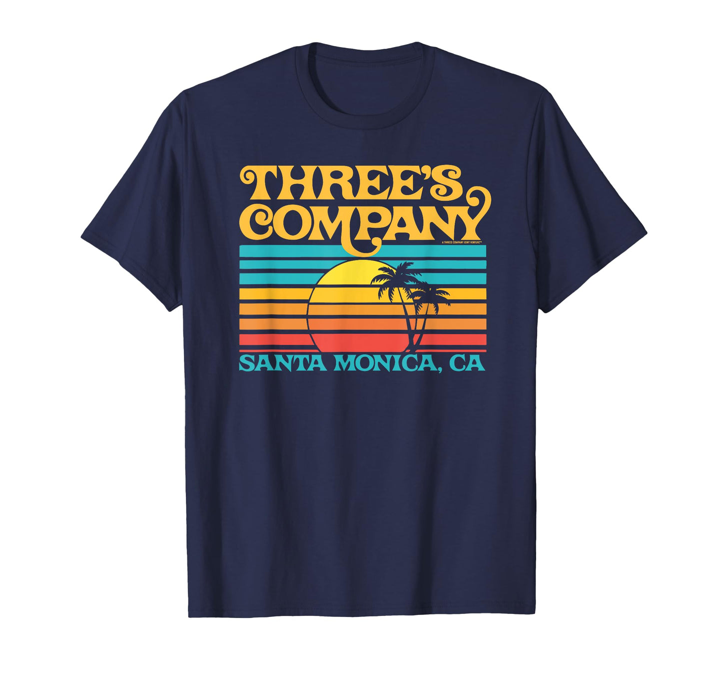 Three's Company Logo Santa Monica Retro 80's Sunset T-Shirt