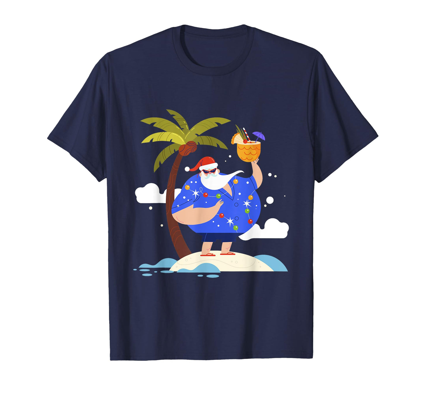Tropical Beach Summer Christmas Vacation Santa Palm Tree T-Shirt