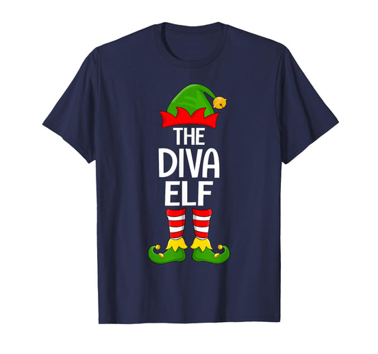 Diva Elf Matching Family Elf Squad Christmas Girls Women T-Shirt