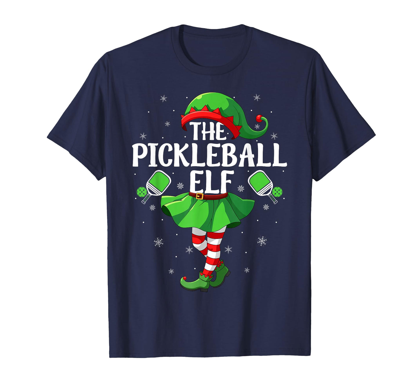 Pickleball Elf Christmas Girls Women Elf Squad Xmas Family T-Shirt