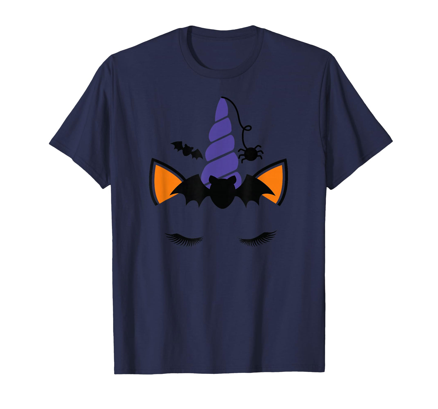 Unicorn Face Eyelashes Bat Spider Halloween Costume T-Shirt