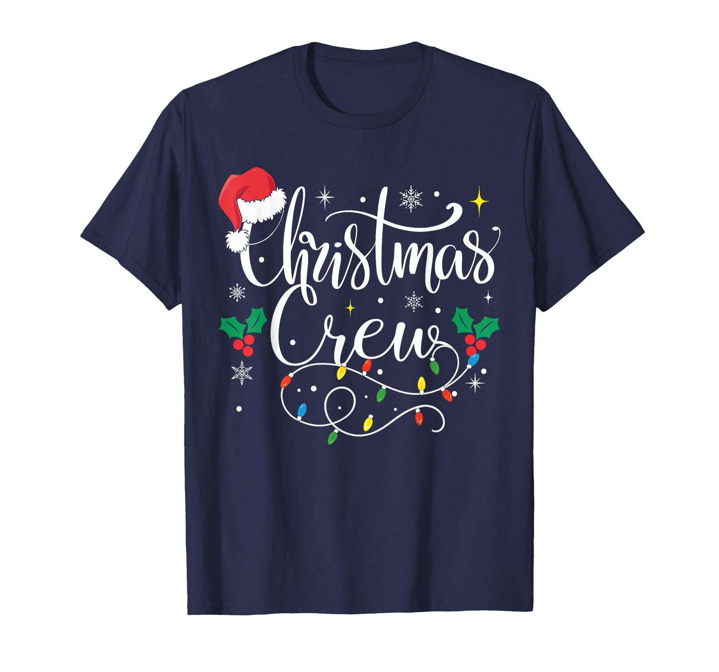 Christmas Crew Santa Hat Holiday Matching Family Pajamas T-Shirt