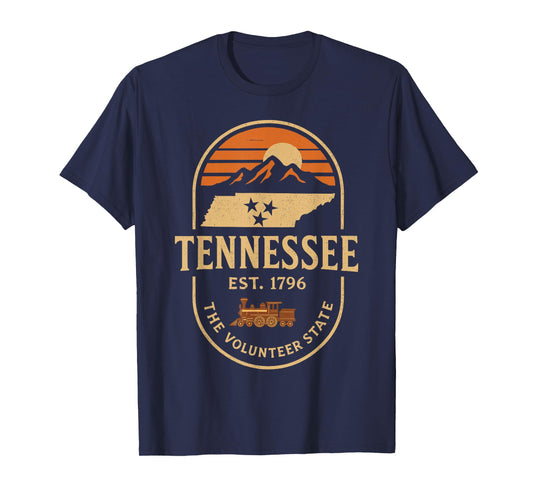 Vintage TN Tennessee Est 1796 Orange USA flag Smoky Souvenir T-Shirt