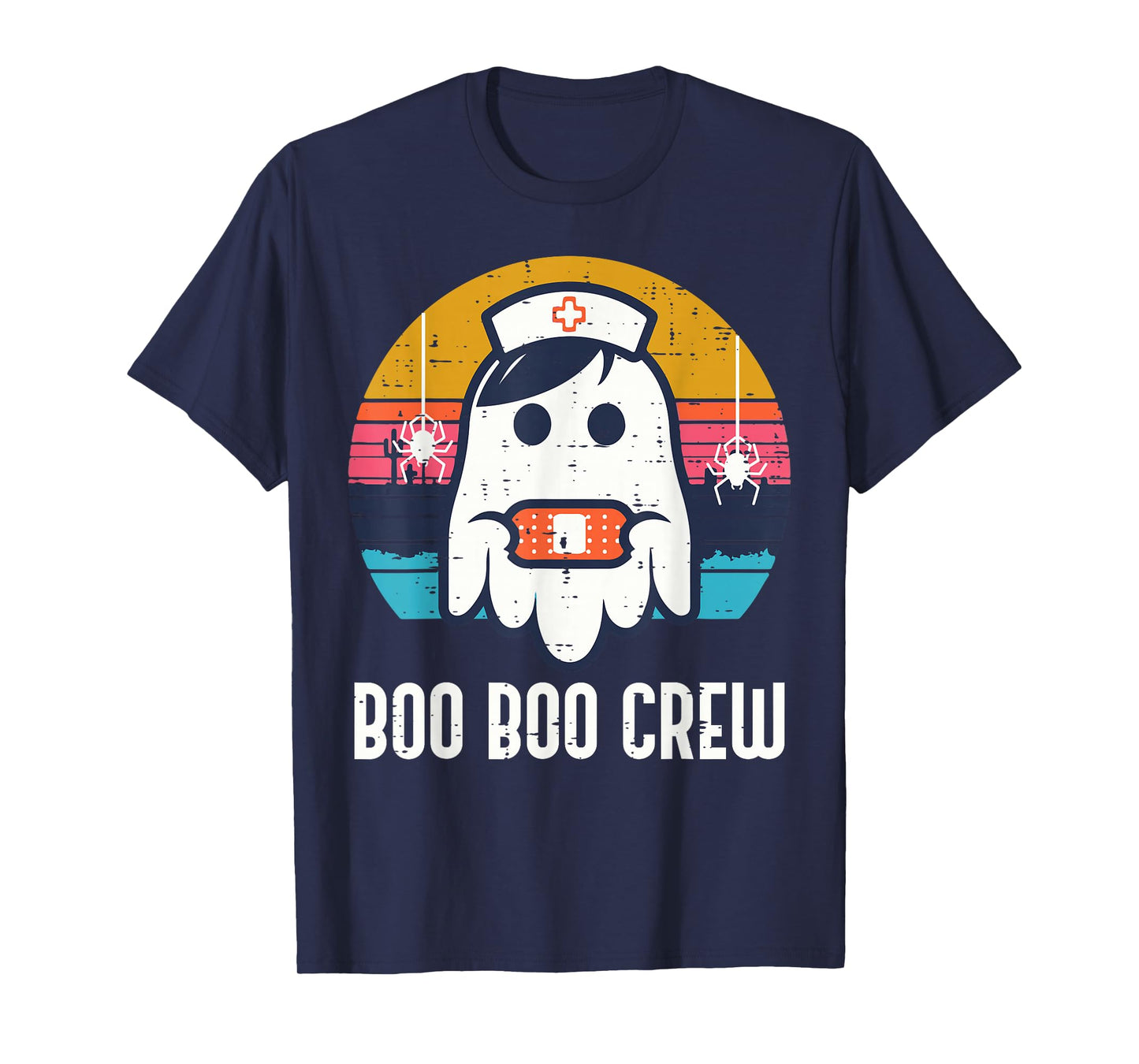 Halloween Nurse Ghost Boo Boo Costume Scrub Top Crew Women T-Shirt