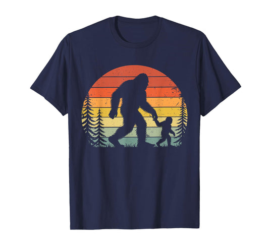 Retro Vintage Bigfoot Dad Fathers Day Father Son Matching T-Shirt