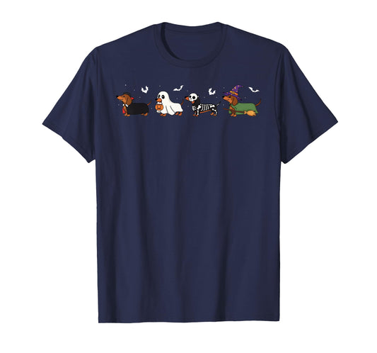 Dachshund Dog Witch Happy Halloweenie Spooky Season T-Shirt