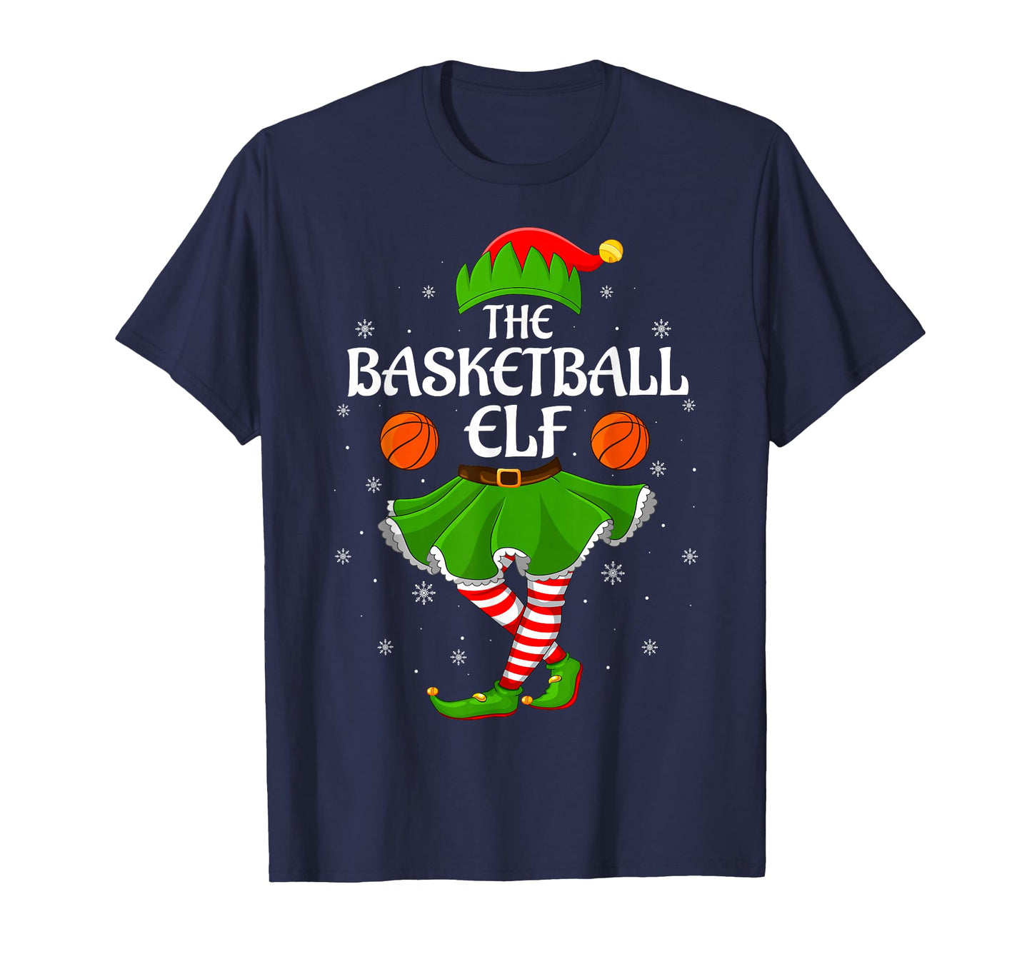 Basketball Elf Christmas Family Girls Women Elf Squad Xmas T-Shirt