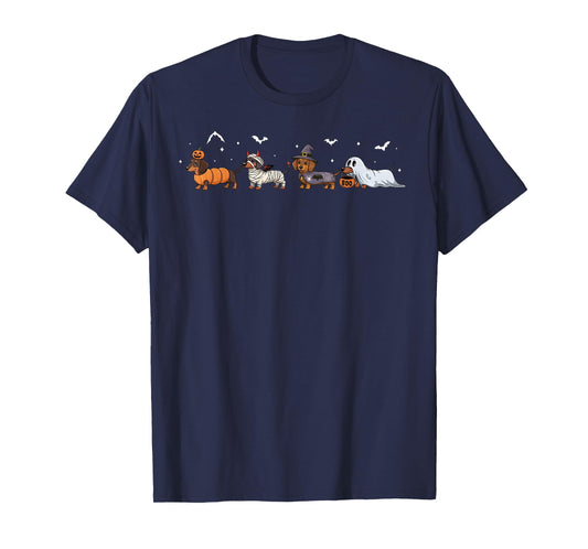Dachshund Dog Witch Happy Halloweenie Spooky Season T-Shirt