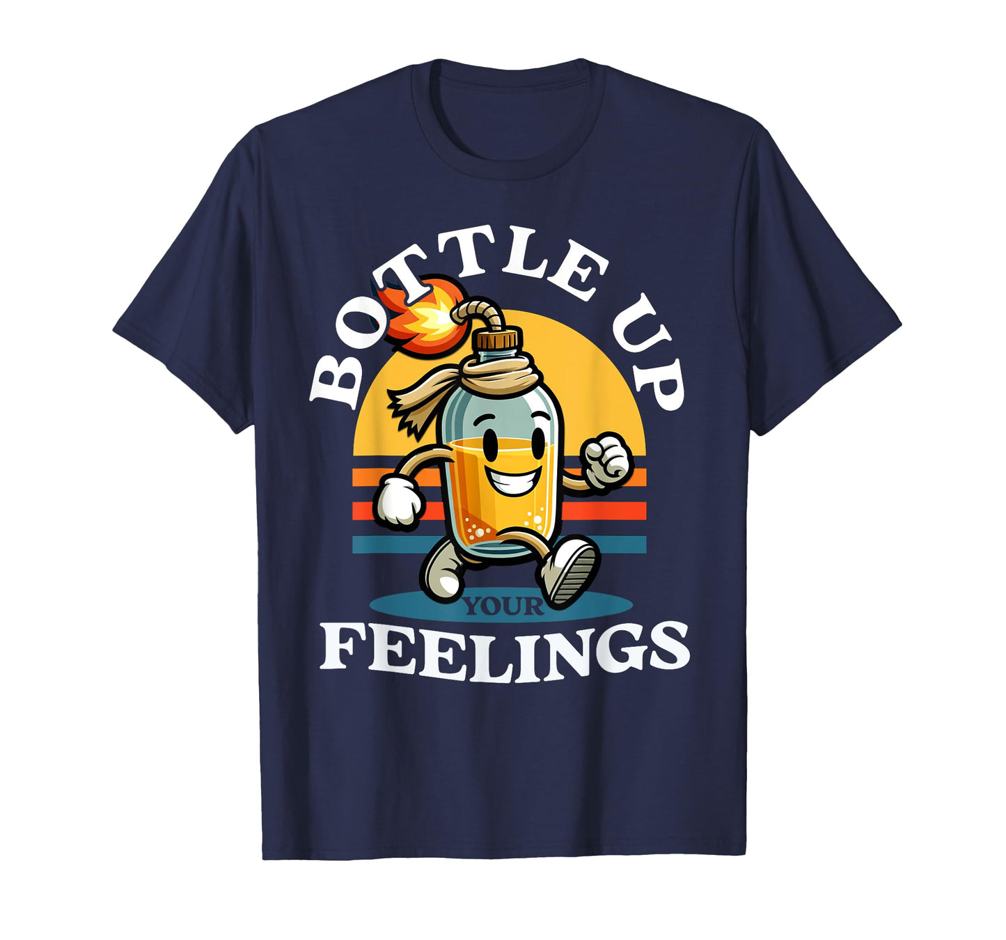 Bottle Up Your Feelings Funny Cartoon Retro Vintage T-Shirt