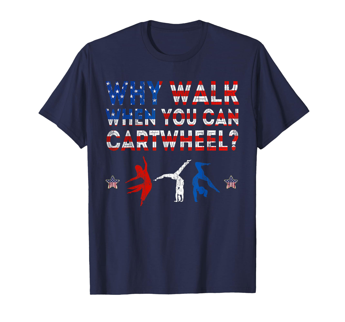 Gymnastics USA American Flag - Cartwheel Tumbling Funny Girl T-Shirt