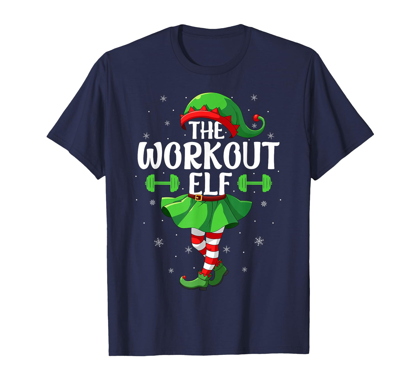 Workout Elf Christmas Girls Women Elf Squad Xmas Family T-Shirt