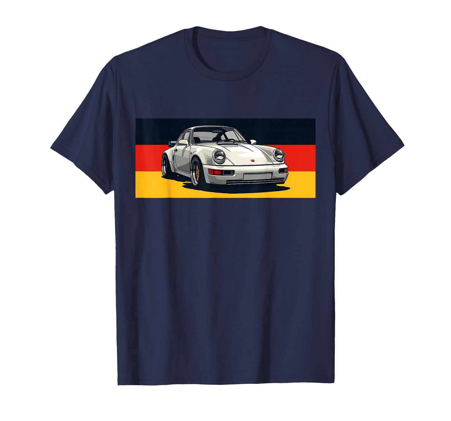 911 Retro Vintage 964 Turbo Car Classic German Flag Track T-Shirt - Black, Small, Unisex-Adults, Short Sleeve, T-Shirt, Car-Themed