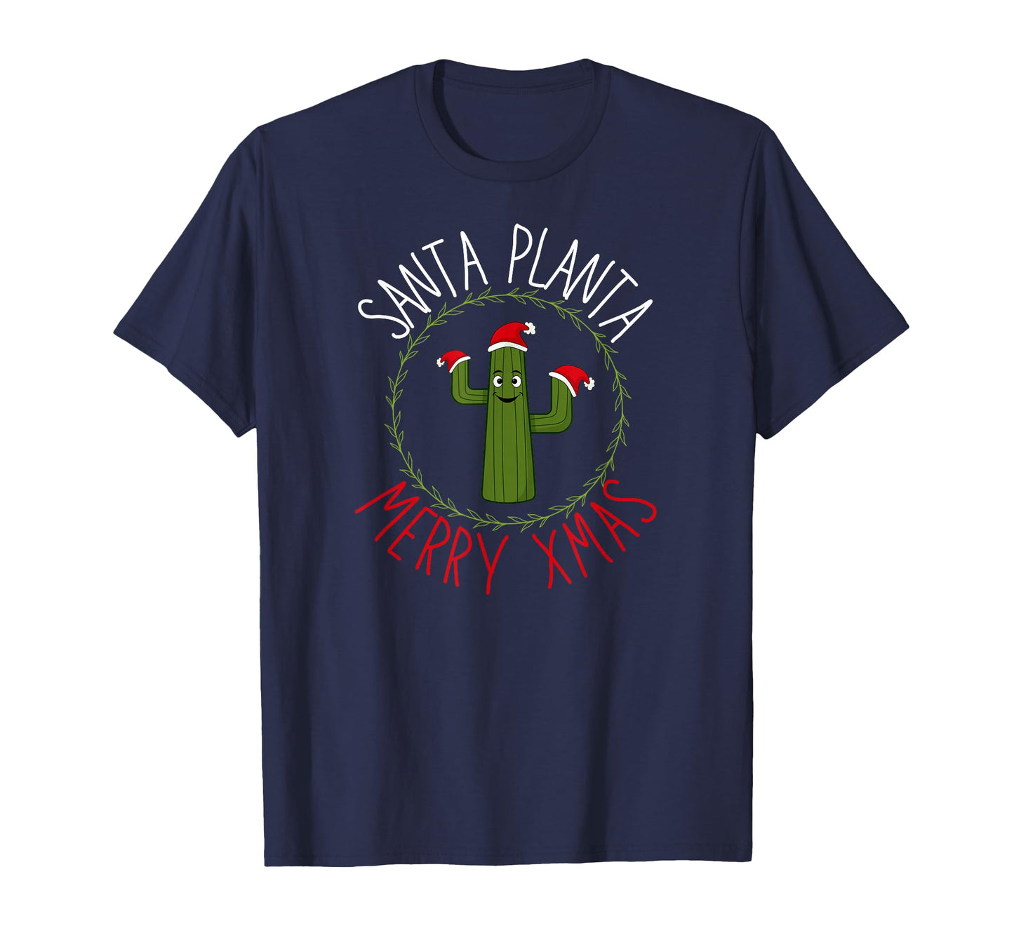 Funny Christmas Cactus Apparel – Santa Planta Holiday Design T-Shirt