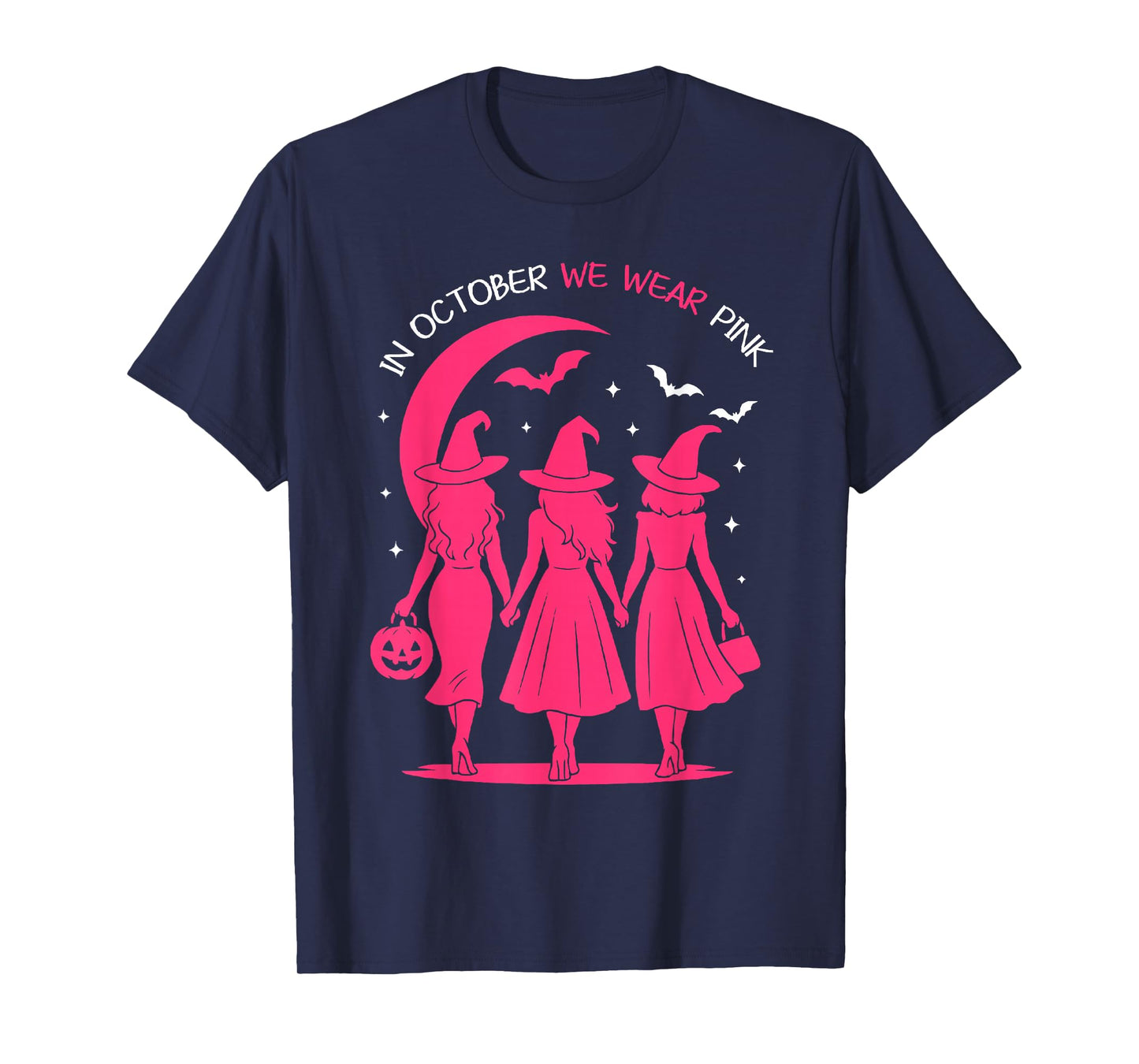 in October We Wear Pink Girls Breast Cancer Awareness Month T-Shirt