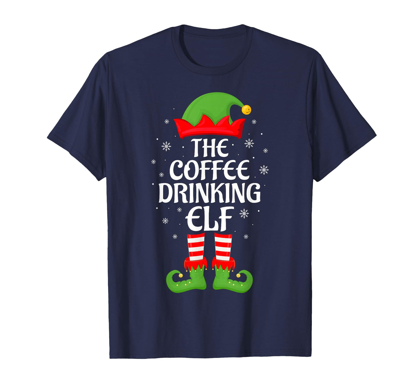 Coffee Drinking Elf Xmas Family Matching Elf Squad Christmas T-Shirt