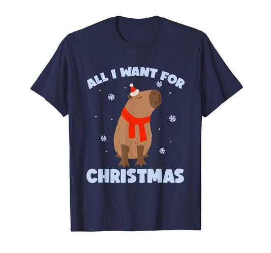 Want for Christmas is Capy | Christmas Capybara Santa T-Shirt
