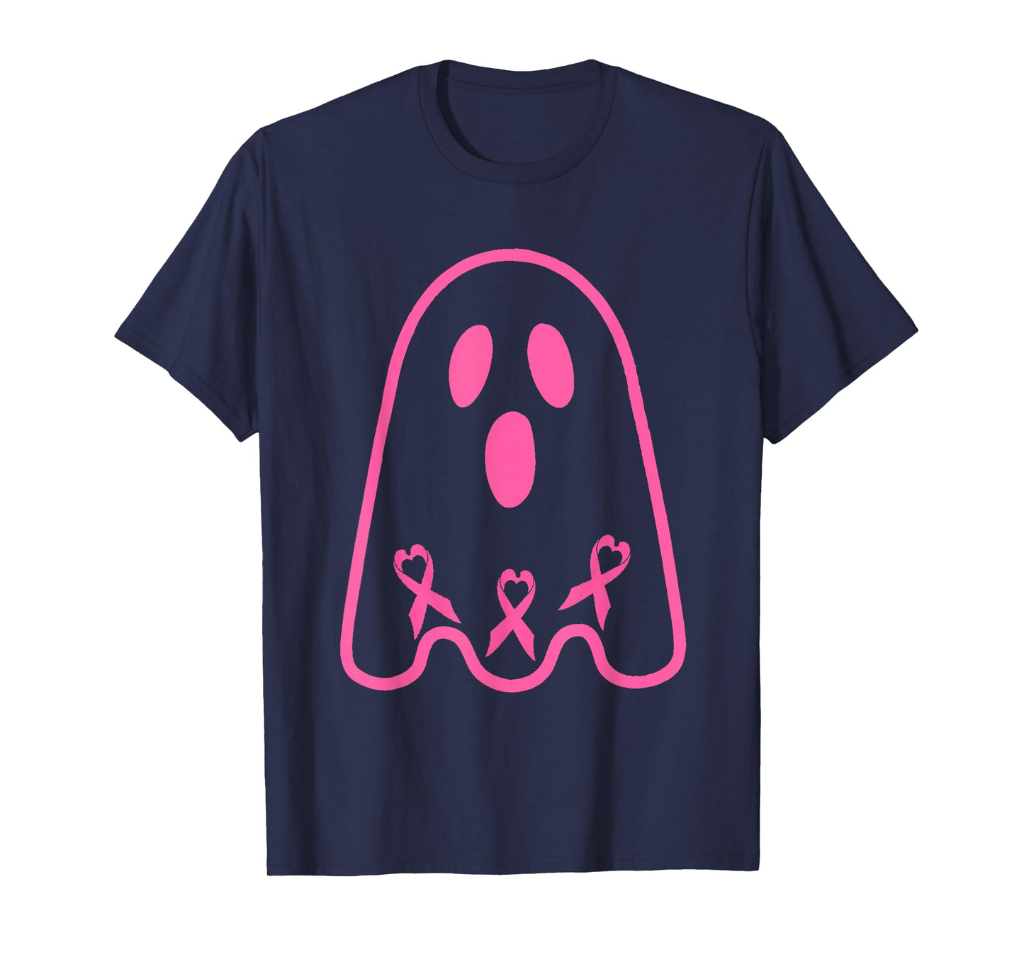 in October We Wear Pink Ghost Witch Breast Cancer Awareness T-Shirt