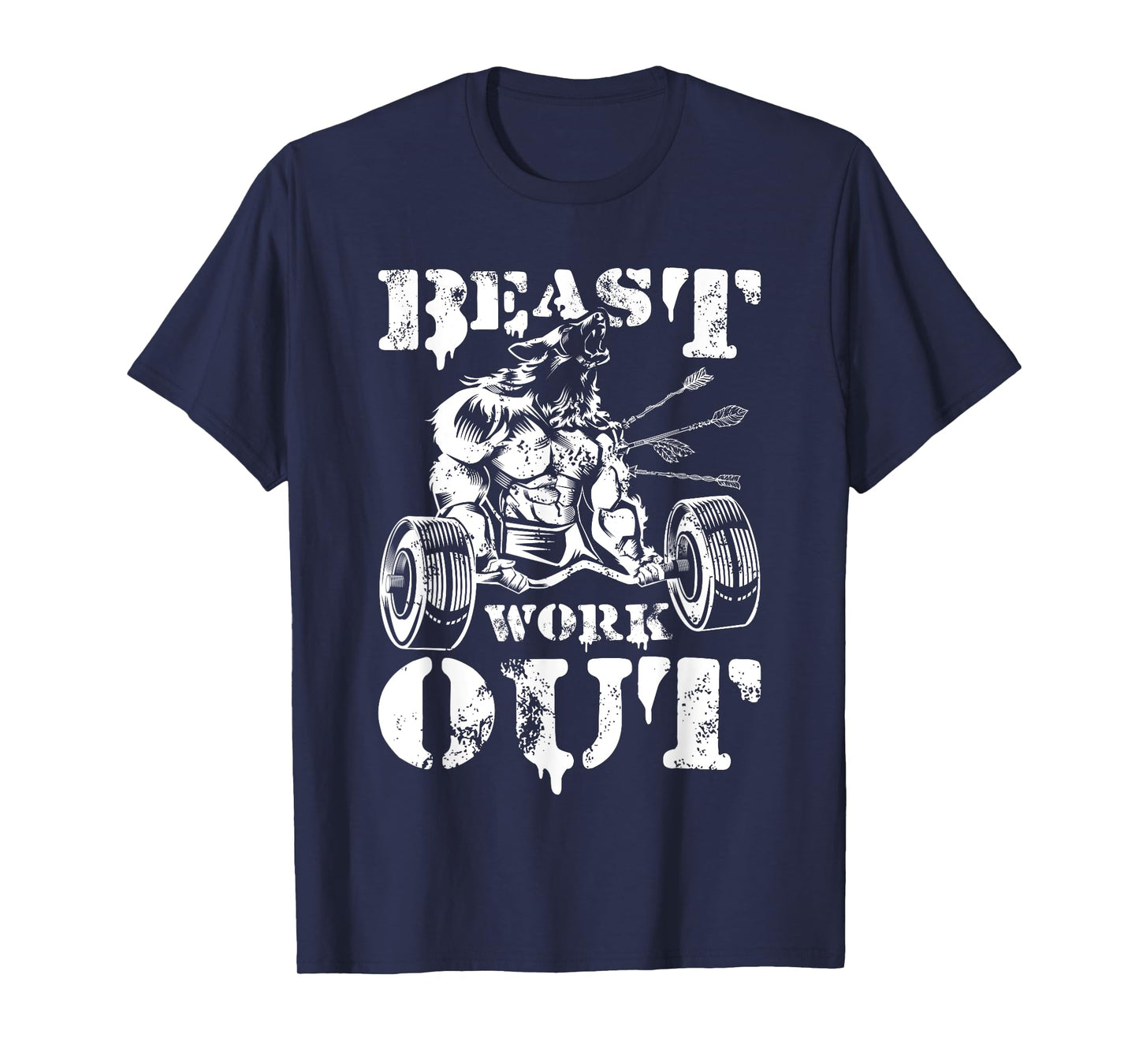 Beast Workout Wolf Lifting Weights Gym Fitness Muscles T-Shirt