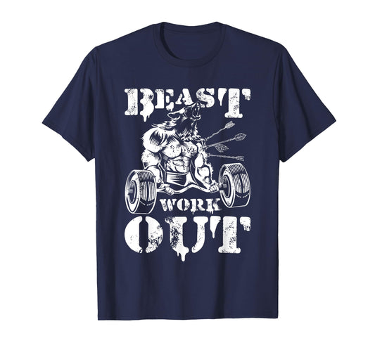Beast Workout Wolf Lifting Weights Gym Fitness Muscles T-Shirt