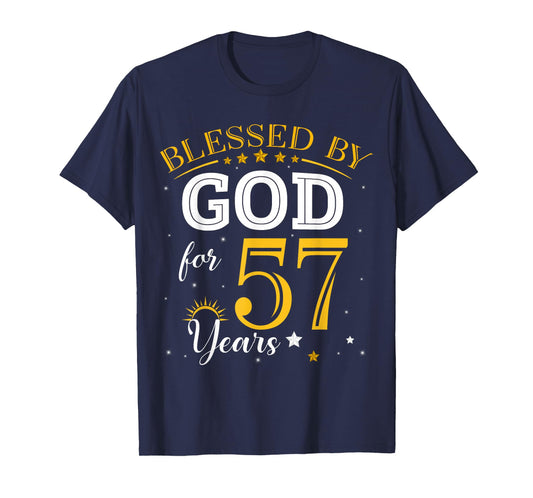 Vintage Blessed by God For 57 Years Old 57th Birthday Girl T-Shirt