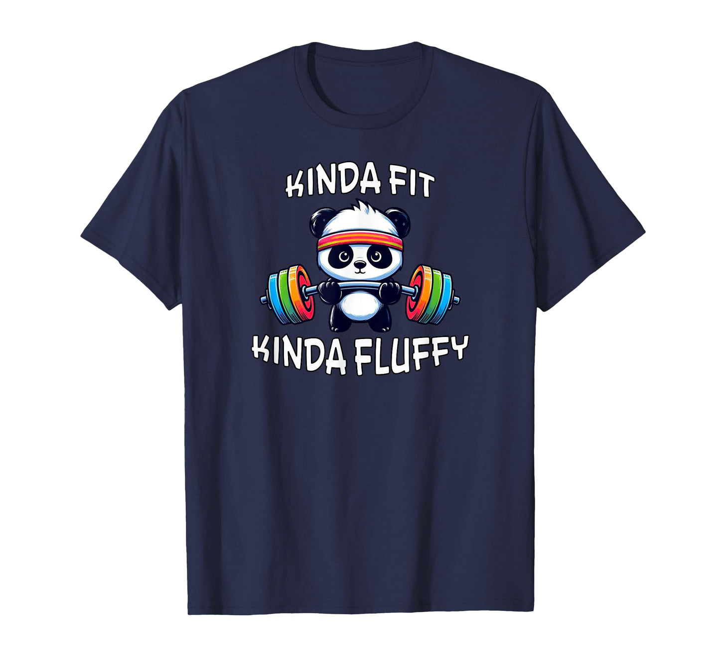 Eleven13Designs Kinda Fit Kinda Fluffy Gym Workout Fitness Panda Fun T-Shirt, Small, Black