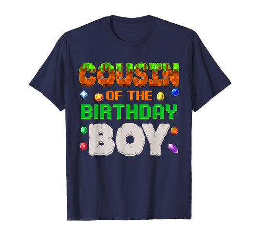 Cousin Of The Birthday Boy Video Gamer Black Boys' Birthday Pixel Number T-Shirt