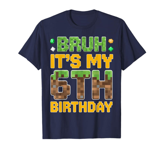 Funny Birthday Boy It's My 6th Birthday Video Game Pixel T-Shirt